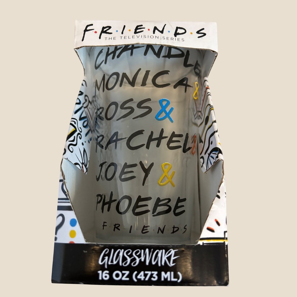 Friends TV Show Glassware 16 oz Silver Buffalo Chandler Monica Ross Rachel Joey